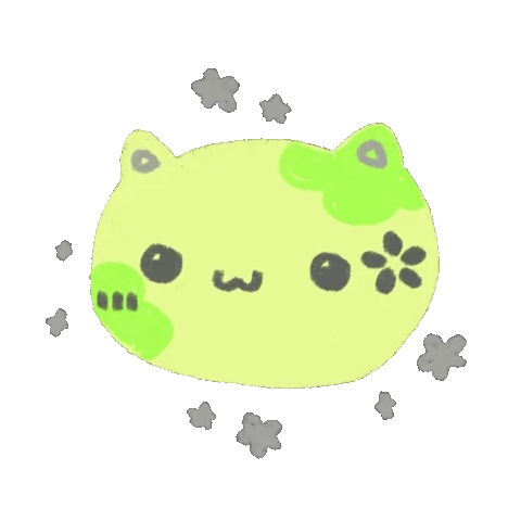 green cat face with flowers